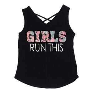 90 Degree Criss Cross Back Girls Run This Activewear Tank Top Black